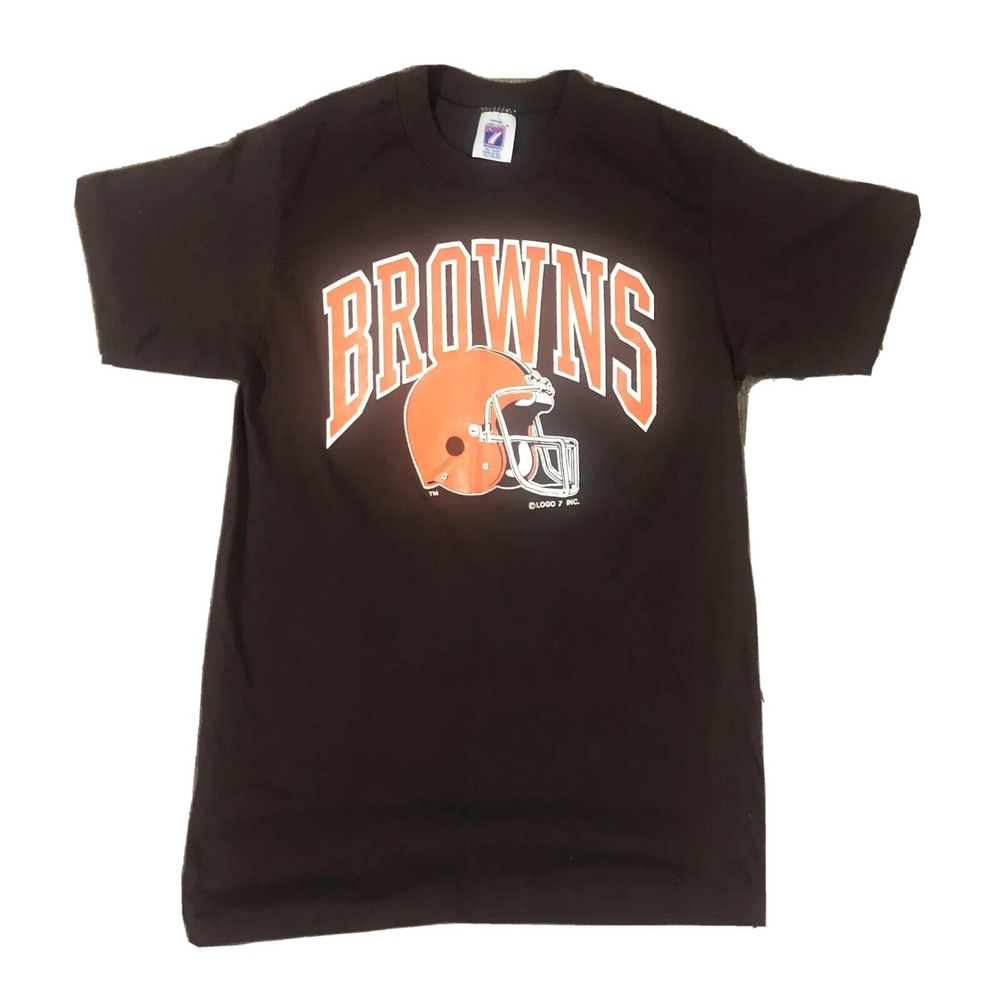 VTG Logo 7 Cleveland Browns Arch NFL T-Shirt Brown Youth XL 18-20 Made in USA